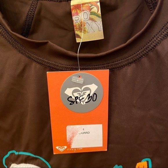 NWT~Vintage ROXY Girls Brown Rash Guard SPF 30- M/L - Picture 5 of 6